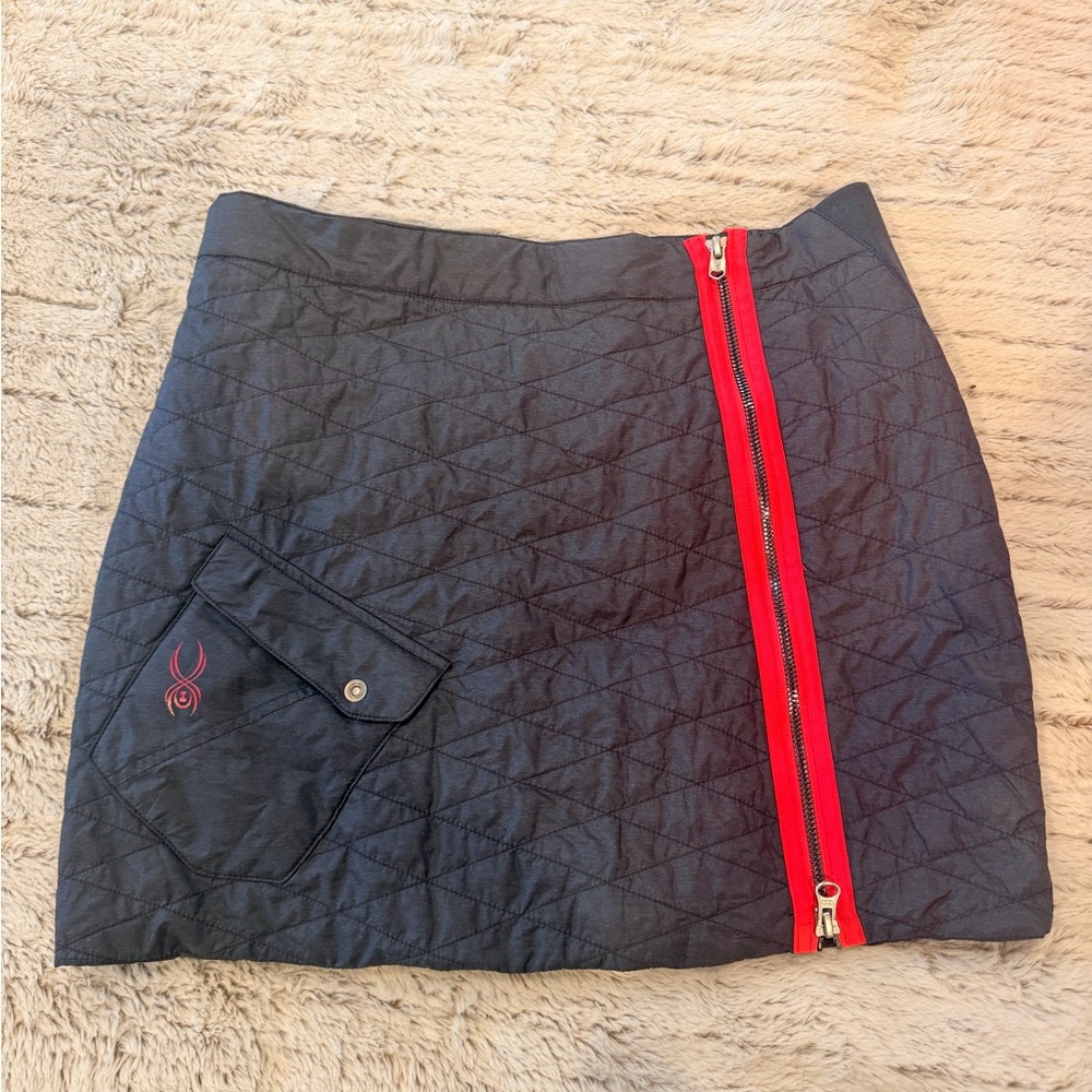 Spyder Quilted  Mini Skirt with Red Zipper